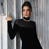 New High-neck Long-sleeved Elegant and Slim-fitting Solid Color Dress SXE-86424