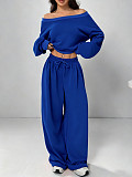 2025 Fashionable Off-Shoulder Solid Color Casual Suit YH-9021