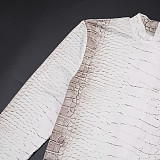 Stylish Snake Print Round Neck Long-sleeved Jumpsuit With Zipper Closure and Bodycon Fit XYWL-25JP427