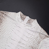 Stylish Snake Print Round Neck Long-sleeved Jumpsuit With Zipper Closure and Bodycon Fit XYWL-25JP427