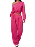 2025 Fashionable Off-Shoulder Solid Color Casual Suit YH-9021