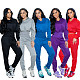 Autumn/Winter Ribbed Slim Fit Hooded Sportswear Set in Multiple Colors CM-9543