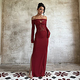 Sexy Lace Off-shoulder Long-sleeved Bodycon Dress SUM-25437