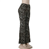 New Casual Rhinestone Pattern Loose Wide-leg Flared Pants SUM-25283