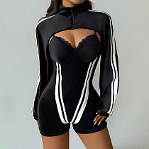 Sexy Long-sleeved Top and Figure-hugging Jumpsuit Set ZJQD-88442