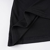 2025 Solid Color Metal Buckle Embellished Two-Piece Look Slim Fit Long-Sleeve T-Shirt MRA-43861
