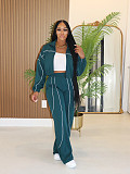 2025 Fashion Color-Blocked Patchwork Straight-Leg Pants and Sports Two-Piece Set PMR-827
