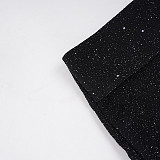 2025 Fashionable Shimmering Knit Shorts with Ring Belt MRA-45005