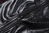 2025 Autumn/Winter New Collection Slim-fit Color-block Short Leather Jacket SXE-87075