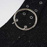 2025 Fashionable Shimmering Knit Shorts with Ring Belt MRA-45005