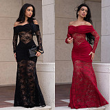 Sexy Off-the-shoulder Lace Bodycon Dress BY-7620