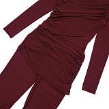 Autumn/Winter Round-neck Mesh Sheer Draped Bodycon Flared Jumpsuit XYWL-25JP438