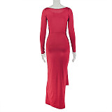 2025 New Arrival Round Neck Fitted Ruched Tie-Up Bodycon Dress JY-303715