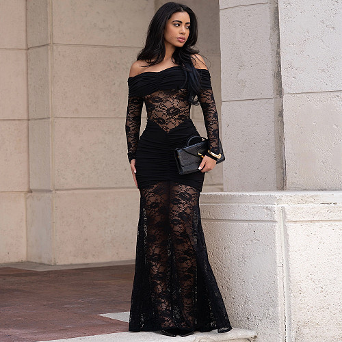 Sexy Off-the-shoulder Lace Bodycon Dress BY-7620