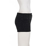 2025 Fashionable Shimmering Knit Shorts with Ring Belt MRA-45005