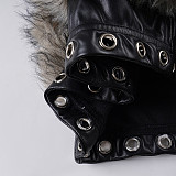 New Arrival Fluffy Patchwork Low-waisted Plush Shorts With Eyelet Details MRA-44831