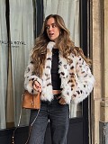 Autumn/Winter Leopard Print Plush Gradient Faux Fur Coat/Jacket ZNFR-144