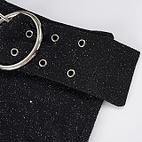 2025 Fashionable Shimmering Knit Shorts with Ring Belt MRA-45005