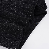 2025 Fashionable Shimmering Knit Shorts with Ring Belt MRA-45005
