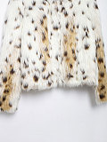 Autumn/Winter Leopard Print Plush Gradient Faux Fur Coat/Jacket ZNFR-144