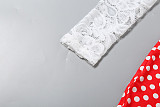 2025 Fashionable Lace Patchwork Polka Dot Print Backless Jumpsuit ZJQD-84564