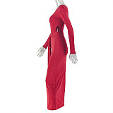 2025 New Arrival Round Neck Fitted Ruched Tie-Up Bodycon Dress JY-303715
