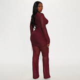 Autumn/Winter Round-neck Mesh Sheer Draped Bodycon Flared Jumpsuit XYWL-25JP438