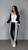 Stylish Striped Velvet Patchwork Long-sleeved Zip-up Jacket and Pants Set TE-4741