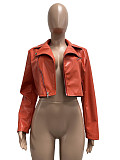 New Autumn/Winter Collection: Zippered PU Leather Jacket with Multiple Pockets CM-9541