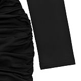 Sexy Deep V-neck Solid Color Short Dress With Flowing Ribbons BY-7607