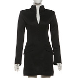 Sexy Solid-color Long-sleeved Bodycon Mini Dress With A Fitted Waist SXE-83360