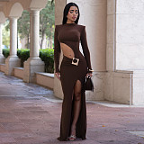 Sexy Crop Top Dress With A Round Neck and Long Sleeves YF-10947