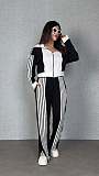Stylish Striped Velvet Patchwork Long-sleeved Zip-up Jacket and Pants Set TE-4741