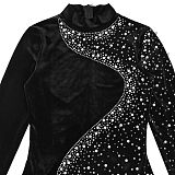 Stylish Elegant Velvet Dress With Hot-fix Rhinestones BY-7616
