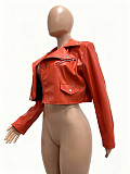 New Autumn/Winter Collection: Zippered PU Leather Jacket with Multiple Pockets CM-9541