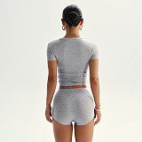 Stylish Short-sleeved Top and Shorts Sportswear Set SUM-25330