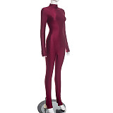 Autumn/Winter High-neck Long-sleeved Zippered Stretchy Bodycon Jumpsuit XYWL-25JP448