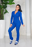 Autumn/Winter High-Stretch Ribbed Knit Printed Hooded Casual Sportswear Set with Pockets CM-9542