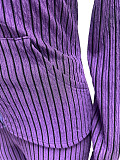 Autumn/Winter High-Stretch Ribbed Knit Printed Hooded Casual Sportswear Set with Pockets CM-9542