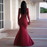 Sexy Crop Top Dress With A Round Neck and Long Sleeves YF-10947