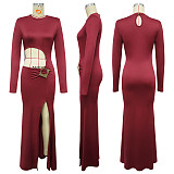 Sexy Crop Top Dress With A Round Neck and Long Sleeves YF-10947