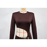 Sexy Crop Top Dress With A Round Neck and Long Sleeves YF-10947