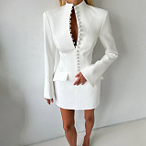 Sexy Solid-color Long-sleeved Bodycon Mini Dress With A Fitted Waist SXE-83360