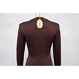 Sexy Crop Top Dress With A Round Neck and Long Sleeves YF-10947