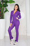 Autumn/Winter High-Stretch Ribbed Knit Printed Hooded Casual Sportswear Set with Pockets CM-9542