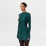 2025 New Arrival Sexy Snake Print High-Waisted Slim-Fit Bodycon Mini Dress SXE-88545
