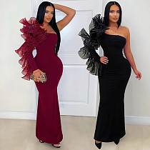2025 New Arrival Off-Shoulder Pleated Ruffle Long Dress for Parties CYA-902050