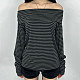 Casual Striped Print Off-the-shoulder Long-sleeved T-shirt Top MRA-25544