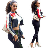 Stylish Patchwork Motorcycle Leather Jacket (with lining) NIYA-8206