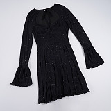 2025 Fashionable Lace-Up See-Through Mesh Glitter Dress MRA-44931